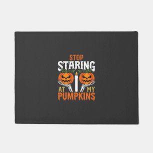 Funny Halloween Stop Staring at My Pumpkins Doormat