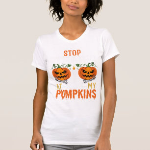 Funny Halloween Stop Staring at My Pumpkins T-Shirt