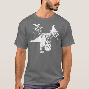 Funny Halloween T-Rex Dinosaur Witch Hat Trick or T-Shirt
