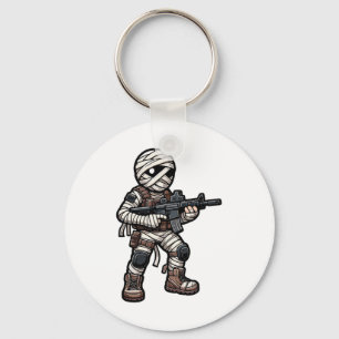 Funny Halloween Tactical Mummy Army Men Veteran Co Key Ring