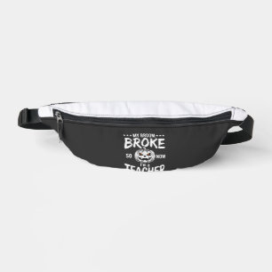Funny Halloween Teacher Broom Broke Design Bum Bags