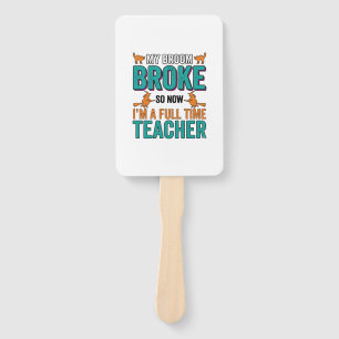 Funny Halloween Teacher Broom Broke Vintage Shirt  Hand Fan