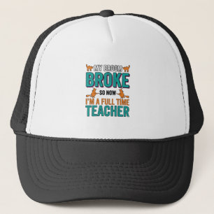 Funny Halloween Teacher Broom Broke Vintage Shirt  Trucker Hat