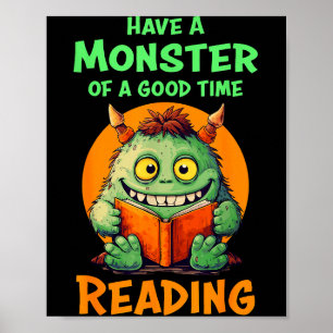 Funny Halloween Teacher Librarian Monster Reading Poster