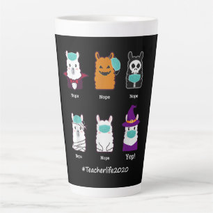 Funny Halloween Teacher Life 2020 Llama Wear Mask Latte Mug
