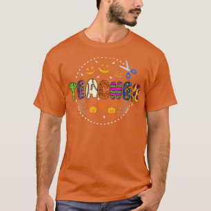 Funny Halloween Teacher Pattern Jack O Lantern Pum T-Shirt