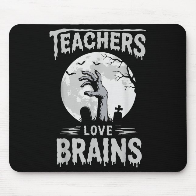 Funny Halloween Teacher S Zombie Teachers Love Bra Mouse Mat (Front)