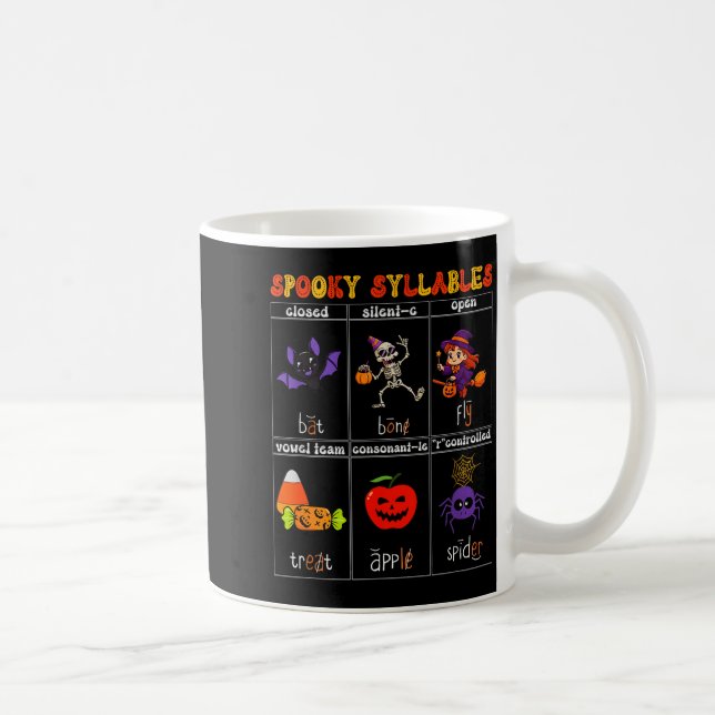 Funny Halloween Teacher Spooky Syllables Candy Cos Coffee Mug (Right)