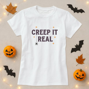 Funny Halloween Tee; Creep It Real Spider Pun T-Shirt