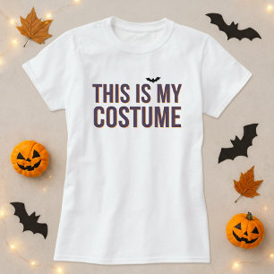 Funny Halloween Tee; This Is My Costume Bat & Text T-Shirt