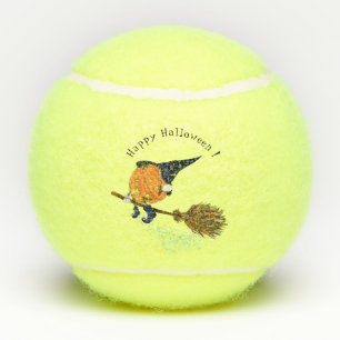 Funny Halloween Tennis Balls Witch Pumpkin Flying