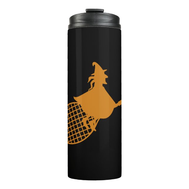 Funny Halloween Tennis - Witch on Tennis  Thermal Tumbler (Front)