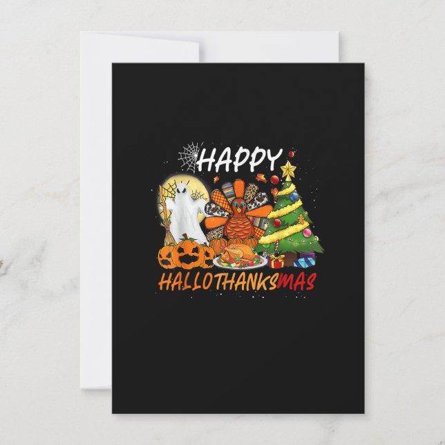 Funny Halloween Thanksgiving Christmas Happy Hallo Invitation (Front)