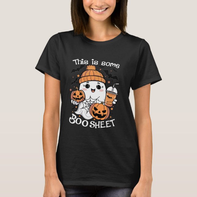 Funny Halloween This Is Some Boo Sheet Ghost Retro T-Shirt (Front)