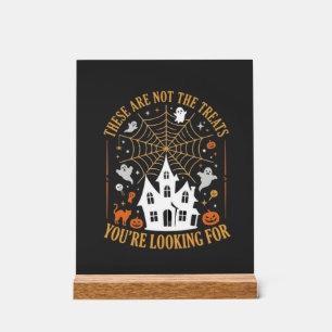 Funny Halloween Treats Ghost Haunted House Design_ Acrylic Sign