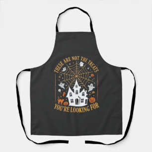 Funny Halloween Treats Ghost Haunted House Design_ Apron