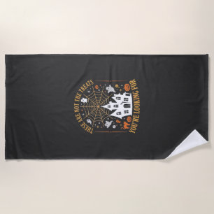 Funny Halloween Treats Ghost Haunted House Design_ Beach Towel