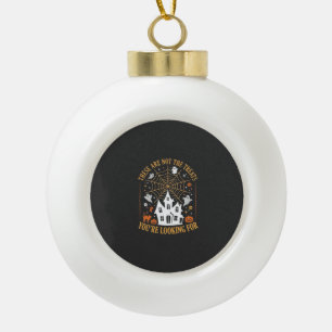Funny Halloween Treats Ghost Haunted House Design_ Ceramic Ball Christmas Ornament