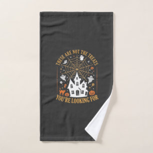 Funny Halloween Treats Ghost Haunted House Design_ Hand Towel