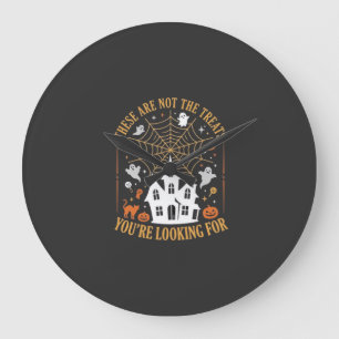 Funny Halloween Treats Ghost Haunted House Design_ Large Clock