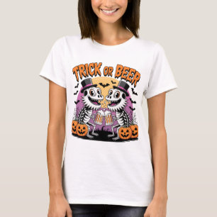 Funny Halloween Trick or Beer Skeletons T-Shirt