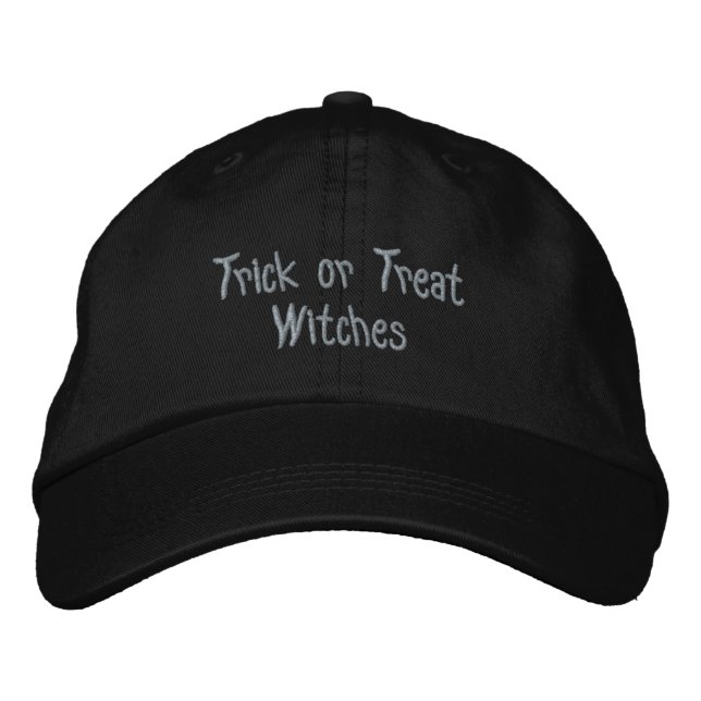 Funny Halloween Trick or Treat Witches Black Hat (Front)