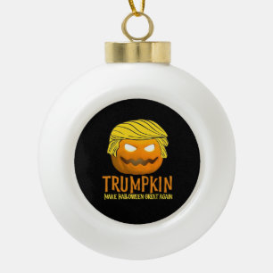 Funny Halloween Trumpkin Ceramic Ball Christmas Ornament