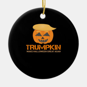 Funny Halloween Trumpkin - Make Halloween Great Ag Ceramic Tree Decoration