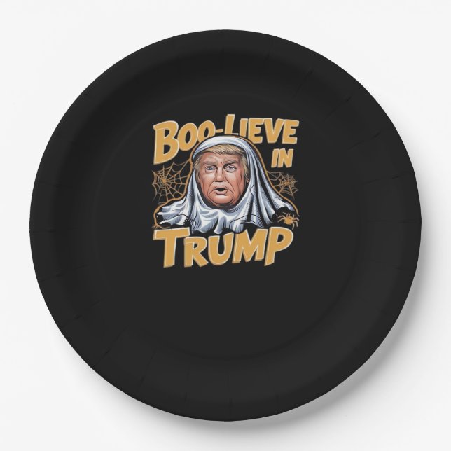 Funny Halloween  Trumpkin Make Halloween Great Aga Paper Plate (Front)