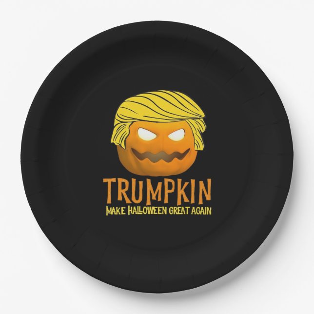 Funny Halloween Trumpkin Paper Plate (Front)