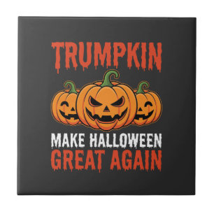 Funny Halloween Trumpkin Pumpkin Parody Tile
