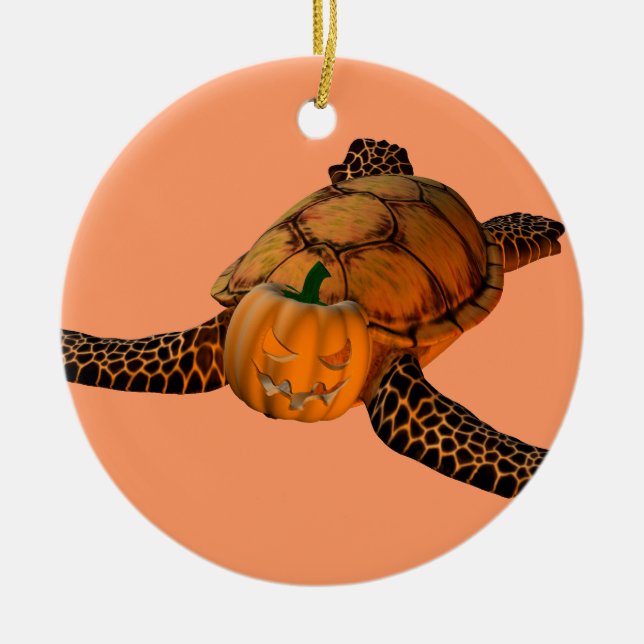 Funny Halloween Turtle Ceramic Tree Decoration (Front)