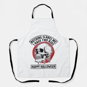 Funny Halloween Two Kids Skull Shirt Design_1 Apron