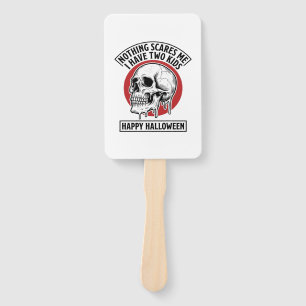 Funny Halloween Two Kids Skull Shirt Design_1 Hand Fan