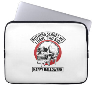 Funny Halloween Two Kids Skull Shirt Design_1 Laptop Sleeve