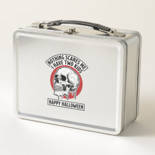 Funny Halloween Two Kids Skull Shirt Design_1 Metal Lunch Box