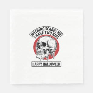 Funny Halloween Two Kids Skull Shirt Design_1 Napkin