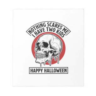 Funny Halloween Two Kids Skull Shirt Design_1 Notepad