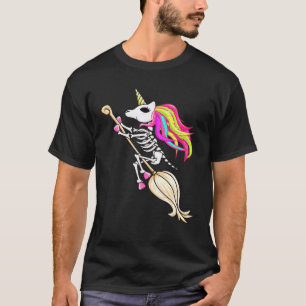 Funny Halloween Unicorn Costume Skeleton On The Br T-Shirt