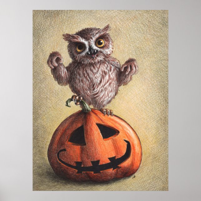Funny Halloween Vampire Owl Poster (Front)