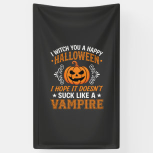 Funny Halloween Vampire Pumpkin Banner