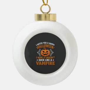 Funny Halloween Vampire Pumpkin Ceramic Ball Christmas Ornament