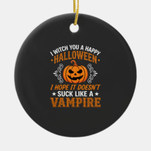 Funny Halloween Vampire Pumpkin Ceramic Tree Decoration