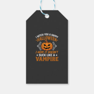 Funny Halloween Vampire Pumpkin Gift Tags