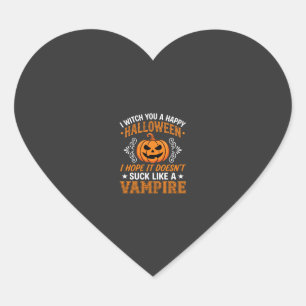 Funny Halloween Vampire Pumpkin Heart Sticker