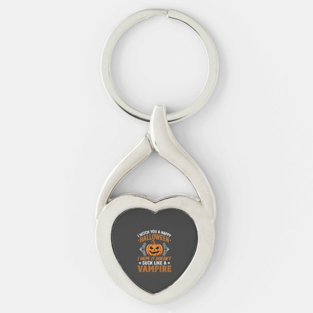 Funny Halloween Vampire Pumpkin Key Ring (Front)