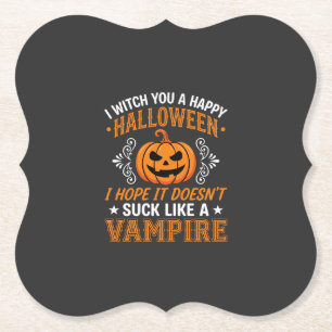 Funny Halloween Vampire Pumpkin Paper Coaster