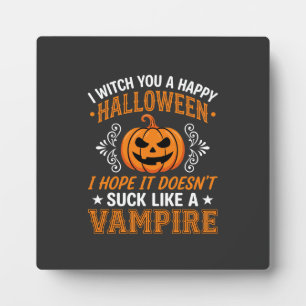 Funny Halloween Vampire Pumpkin Plaque