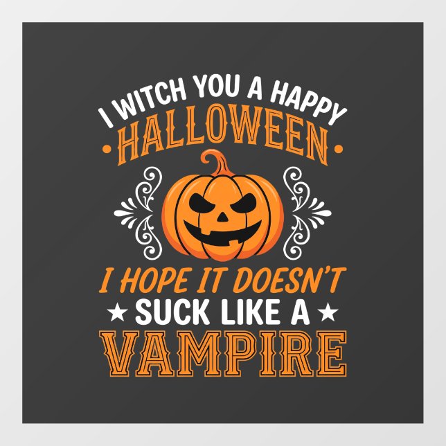 Funny Halloween Vampire Pumpkin Window Cling (Sheet)