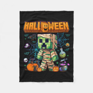 Funny Halloween Video Game Pumpkin Gaming Men Boys Fleece Blanket